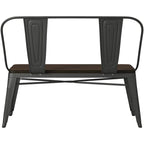 Metal Wood Top Dining Bench, Gunmetal