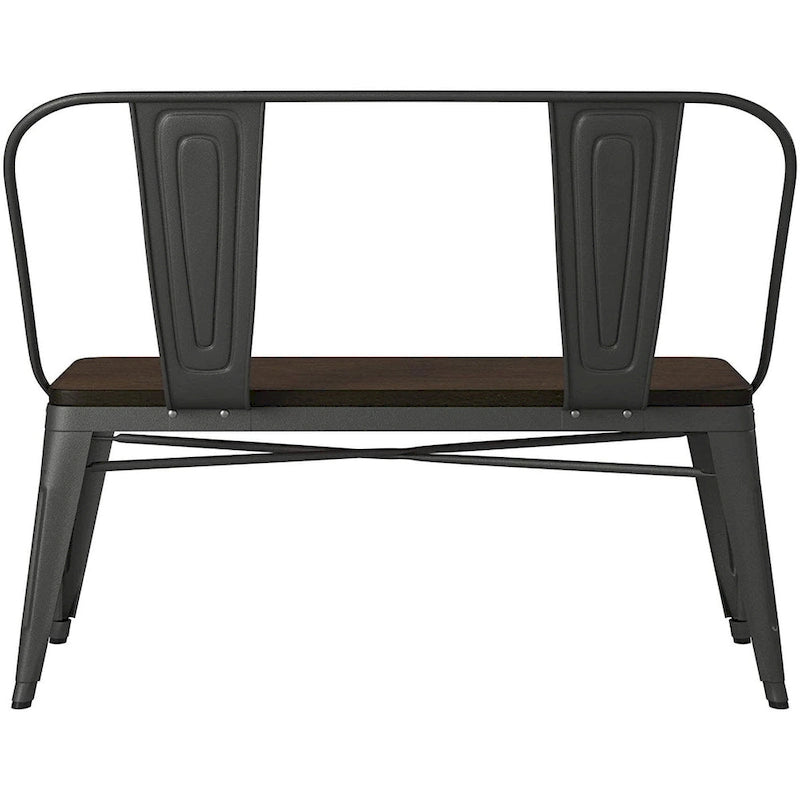 Metal Wood Top Dining Bench, Gunmetal