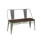 Metal Wood Top Dining Bench, Gunmetal