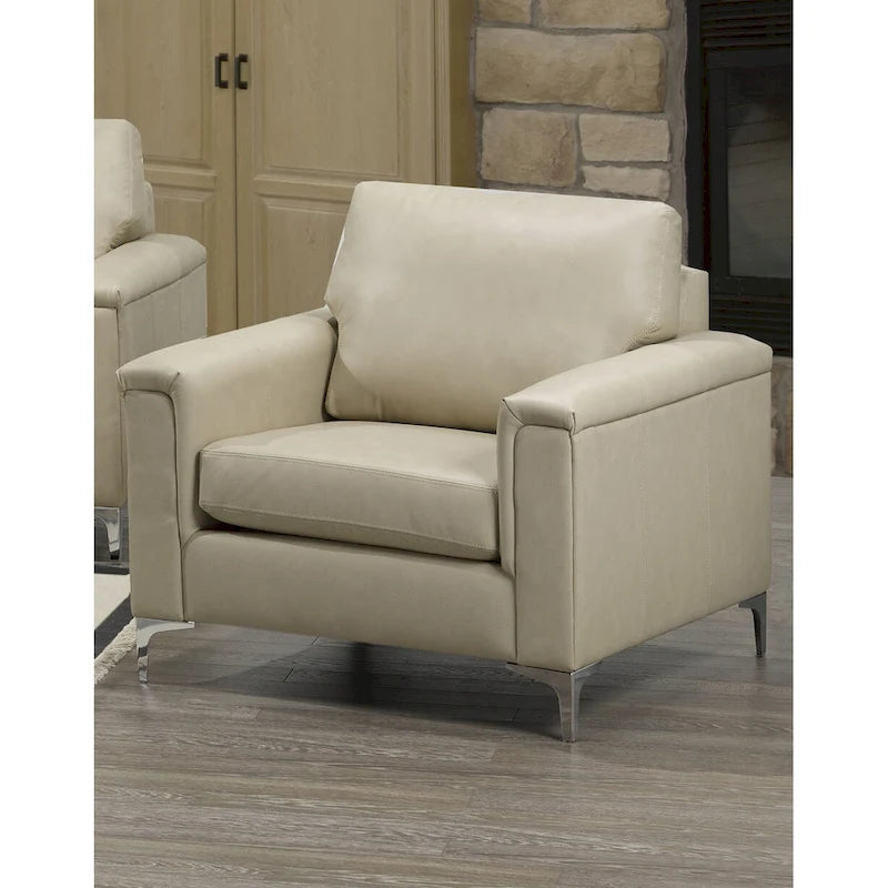 Lessa Modern Premium Top Grain Leather Sofa and Chair Set