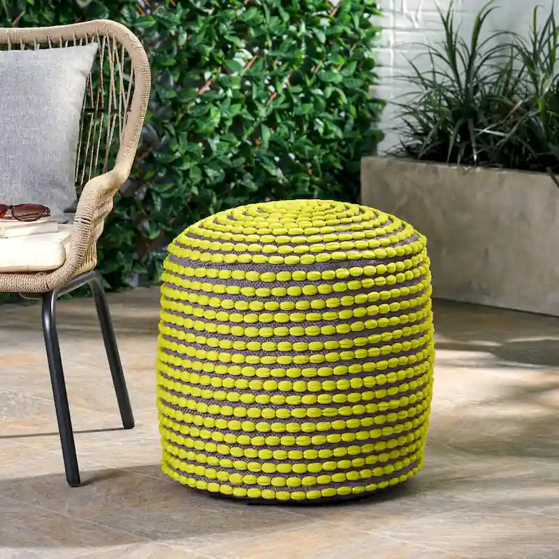 Rococco Handcrafted Fabric Ottoman Pouf by Christopher Knight Home