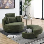 Circle Swivel Chair with Moon Storage Ottoman and 4 Pillows