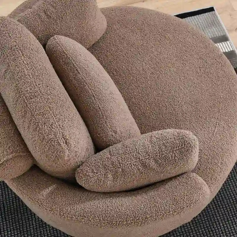 Circle Swivel Chair with Moon Storage Ottoman and 4 Pillows