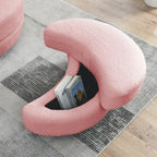 Circle Swivel Chair with Moon Storage Ottoman and 4 Pillows