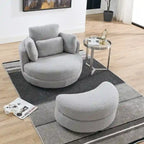 Circle Swivel Chair with Moon Storage Ottoman and 4 Pillows