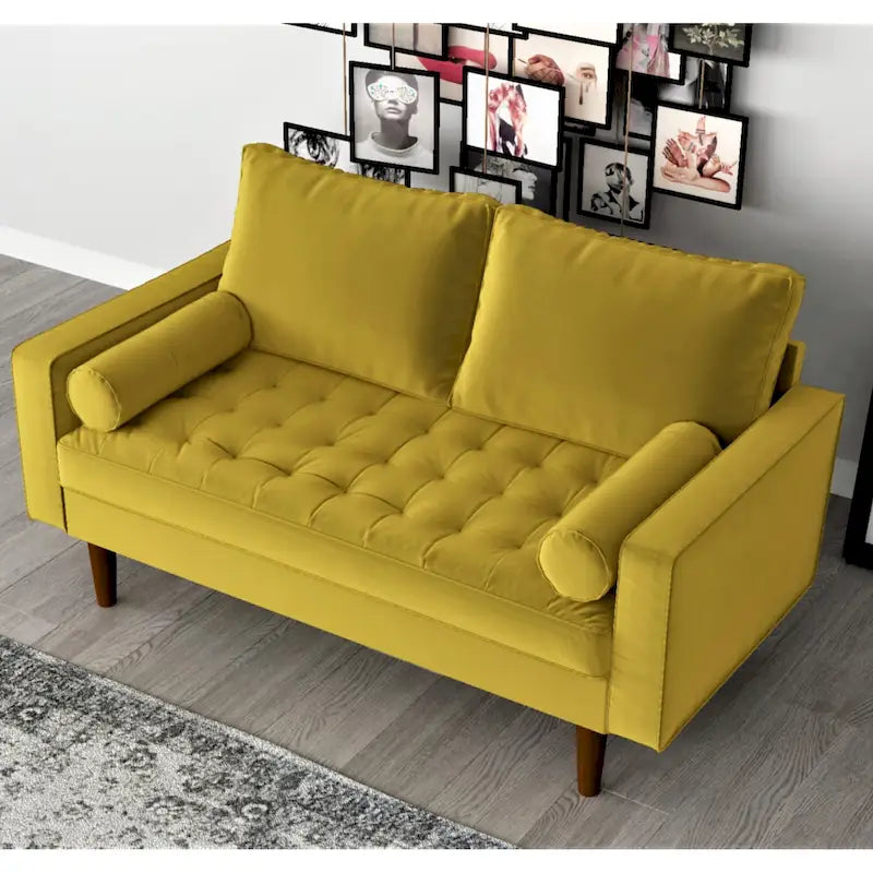 Luis Mid-century Modern Tufted Velvet Loveseat - N/A