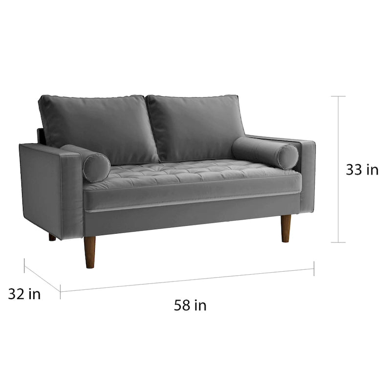 Luis Mid-century Modern Tufted Velvet Loveseat - N/A