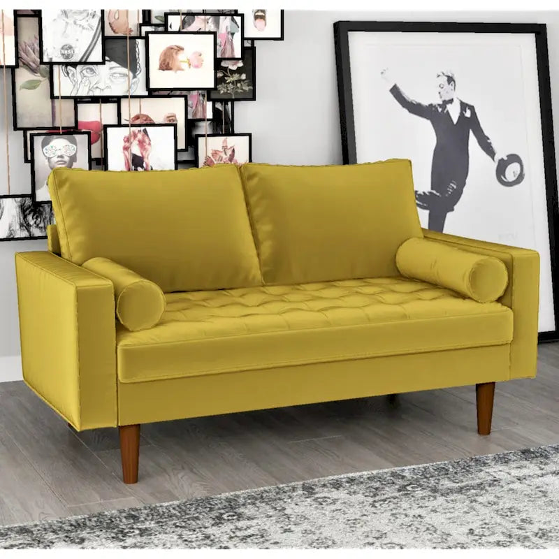 Luis Mid-century Modern Tufted Velvet Loveseat - N/A