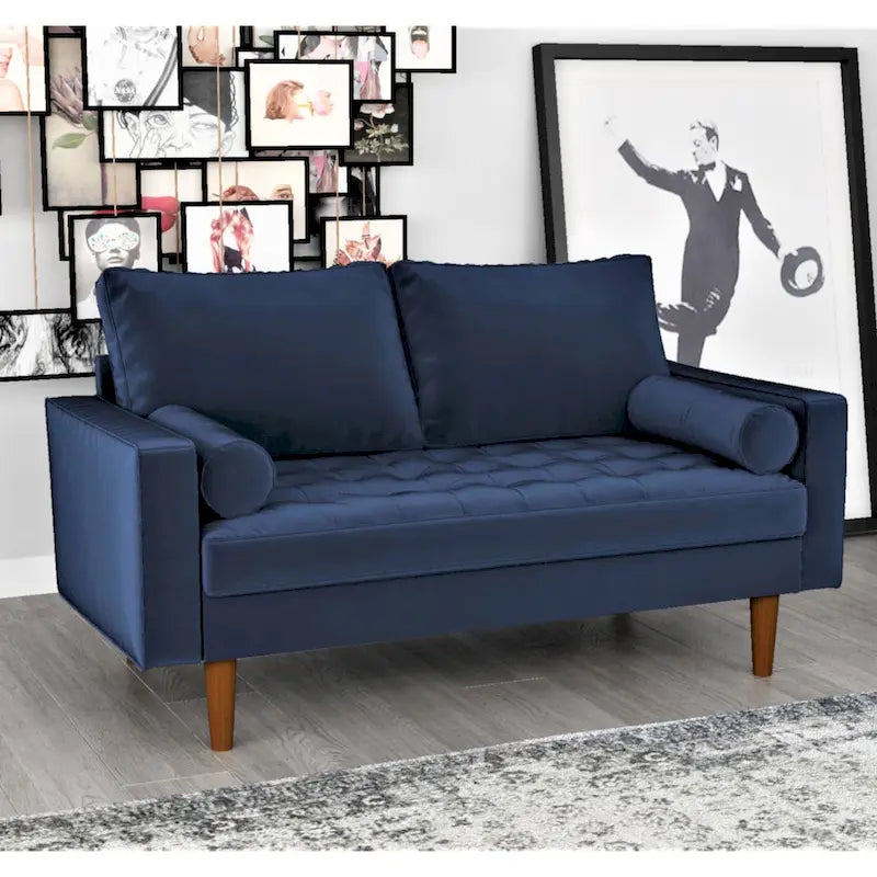 Luis Mid-century Modern Tufted Velvet Loveseat - N/A