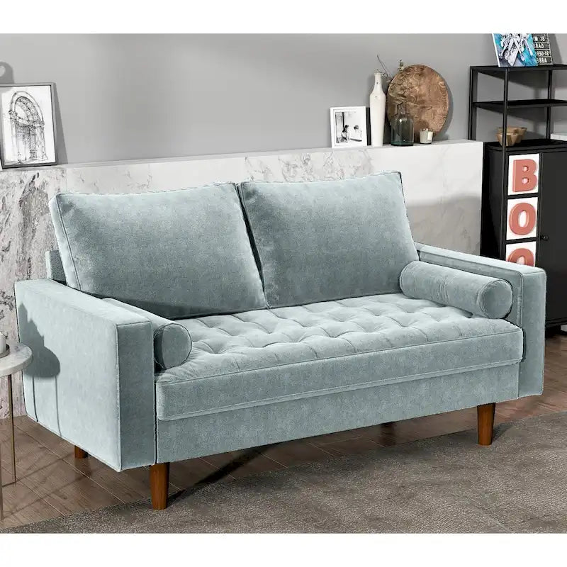 Luis Mid-century Modern Tufted Velvet Loveseat - N/A