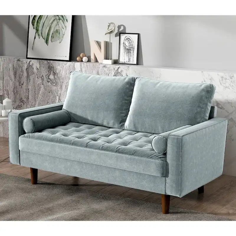 Luis Mid-century Modern Tufted Velvet Loveseat - N/A