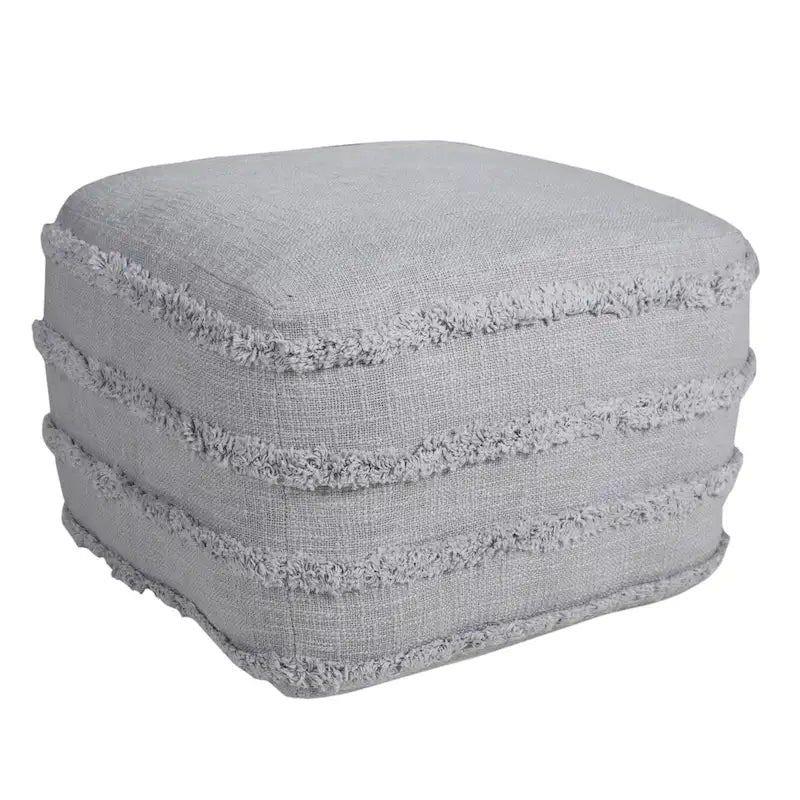 Sevita Solid Textured Stripe Pouf Ottoman