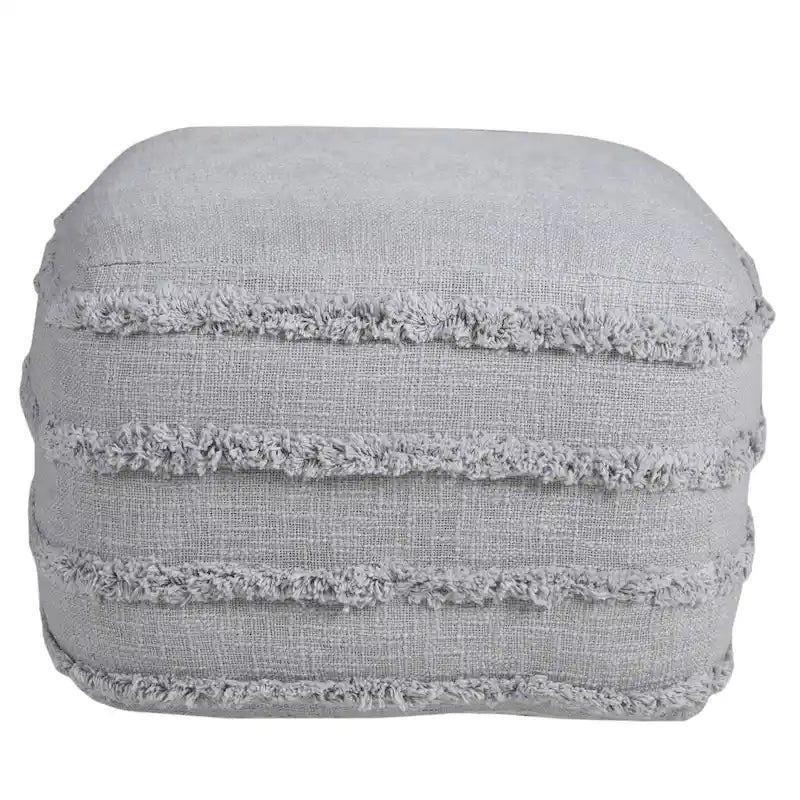 Sevita Solid Textured Stripe Pouf Ottoman