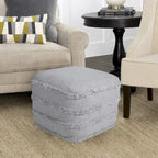 Sevita Solid Textured Stripe Pouf Ottoman