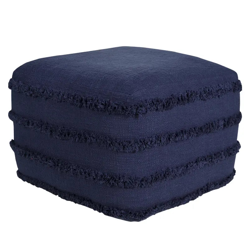 Sevita Solid Textured Stripe Pouf Ottoman