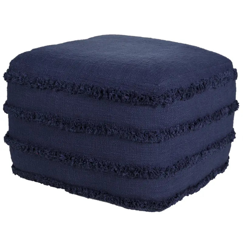 Sevita Solid Textured Stripe Pouf Ottoman