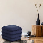 Sevita Solid Textured Stripe Pouf Ottoman
