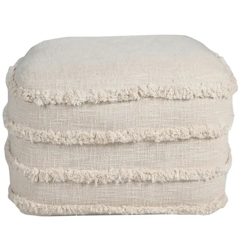 Sevita Solid Textured Stripe Pouf Ottoman