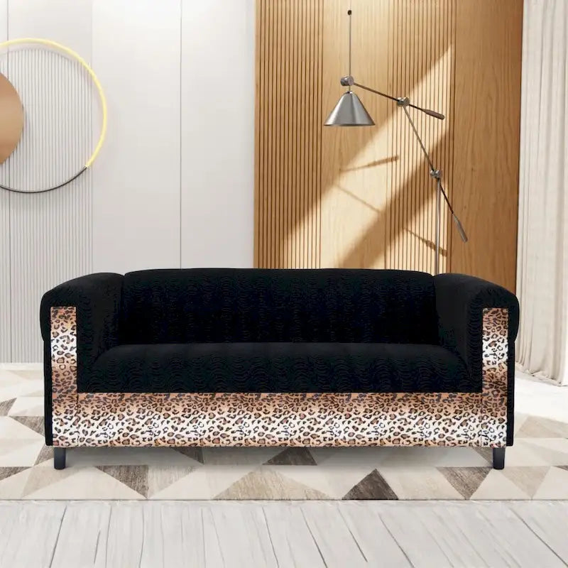 Coast to Coast Sofas Mid Century Modern 3 Seater Sofa Velvet Solid Wood Frame Upholstered