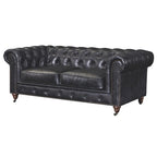 Century Chesterfield Love Seat - Light Chestnut Leather