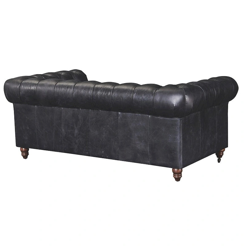 Century Chesterfield Love Seat - Light Chestnut Leather