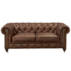 Century Chesterfield Love Seat - Light Chestnut Leather