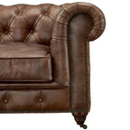 Century Chesterfield Love Seat - Light Chestnut Leather