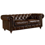 Century Chesterfield Love Seat - Light Chestnut Leather