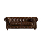 Century Chesterfield Love Seat - Light Chestnut Leather