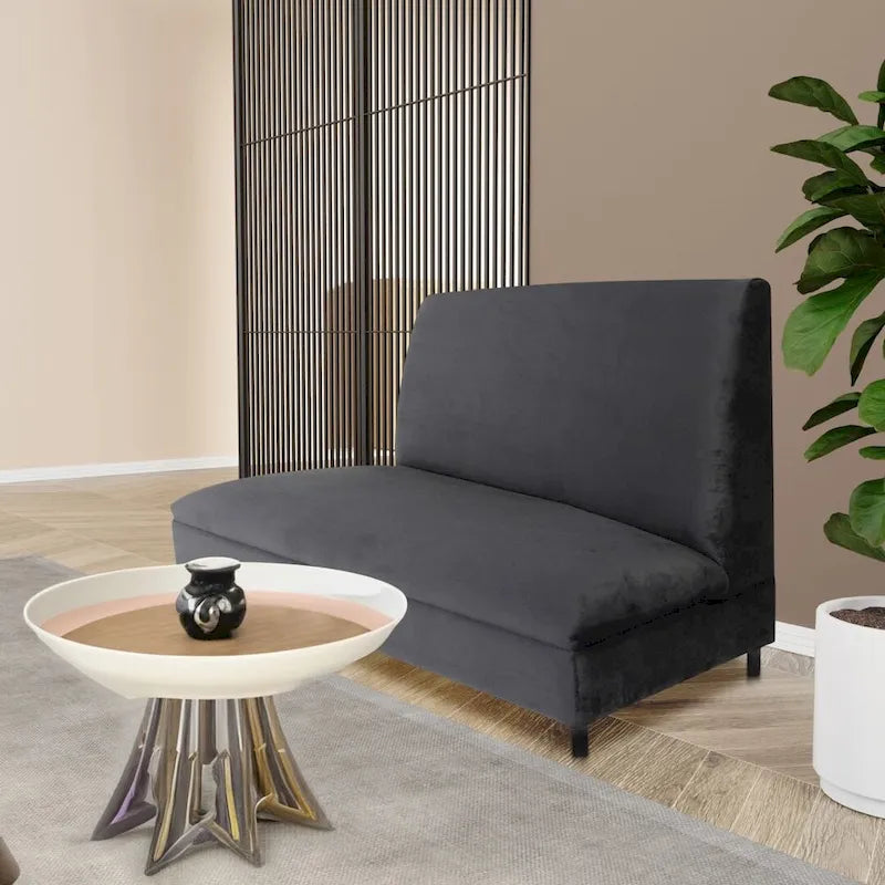 Coast to Coast Sofas Mid Century Modern Seating Booth Velvet Solid Wood Frame Upholstered