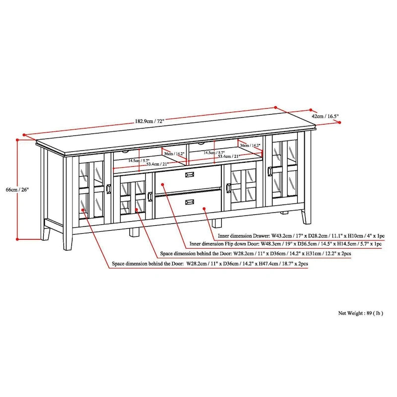 WYNDENHALL Stratford SOLID WOOD 72 Wide TV Media Stand For TVs up to 80
