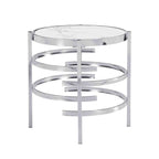 Grondin 20.67 Round End Table with Sintered Stone Table Top and Metal Frame, Modern Style Side Table with Non-Slip Foot Pads