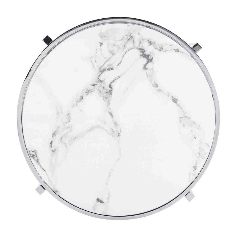 Grondin 20.67 Round End Table with Sintered Stone Table Top and Metal Frame, Modern Style Side Table with Non-Slip Foot Pads