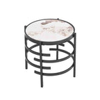 Grondin 20.67 Round End Table with Sintered Stone Table Top and Metal Frame, Modern Style Side Table with Non-Slip Foot Pads