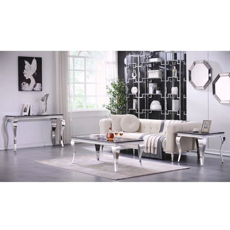 Modern Console Table with 50 top and Stainless Steel Legs for Living Room, Entryway, Hallway, Office, Foyer
