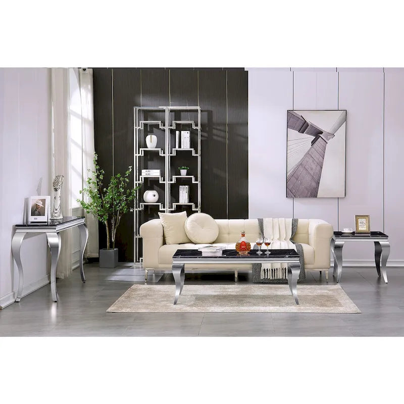 Modern Console Table with 50 top and Stainless Steel Legs for Living Room, Entryway, Hallway, Office, Foyer