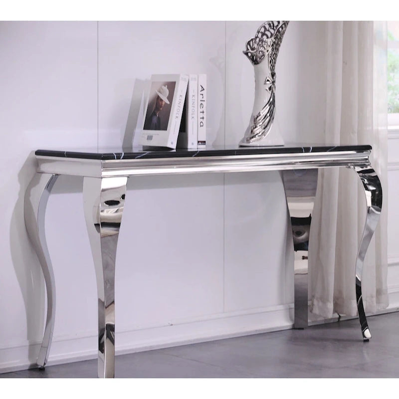 Modern Console Table with 50 top and Stainless Steel Legs for Living Room, Entryway, Hallway, Office, Foyer