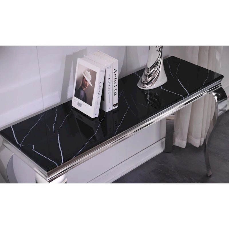 Modern Console Table with 50 top and Stainless Steel Legs for Living Room, Entryway, Hallway, Office, Foyer