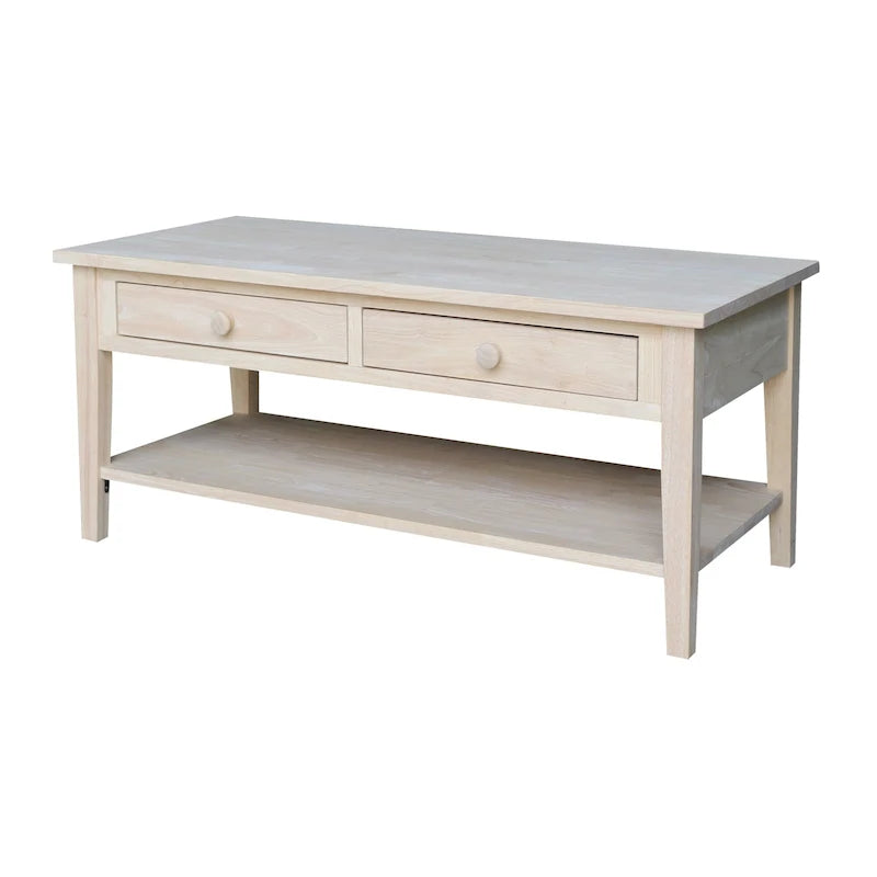 Spencer Solid Parawood Coffee Table - 48 in. W x 24 in. D x 19 in. H