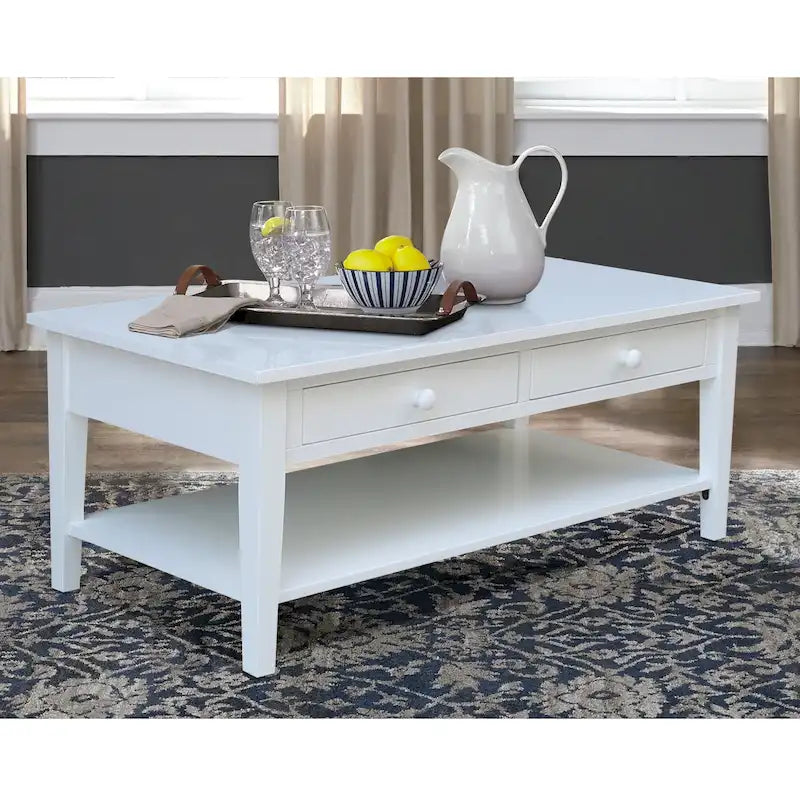 Spencer Solid Parawood Coffee Table - 48 in. W x 24 in. D x 19 in. H