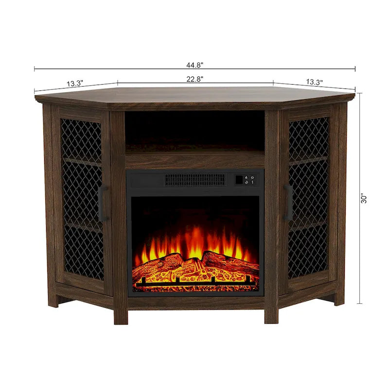 44.8 TV Stand Console with 18 Electric Fireplace and Shelves - N/A