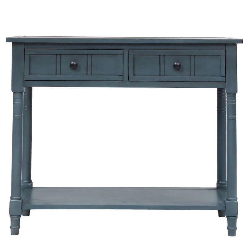 Modern Console Table with Two Drawers and Bottom Shelf