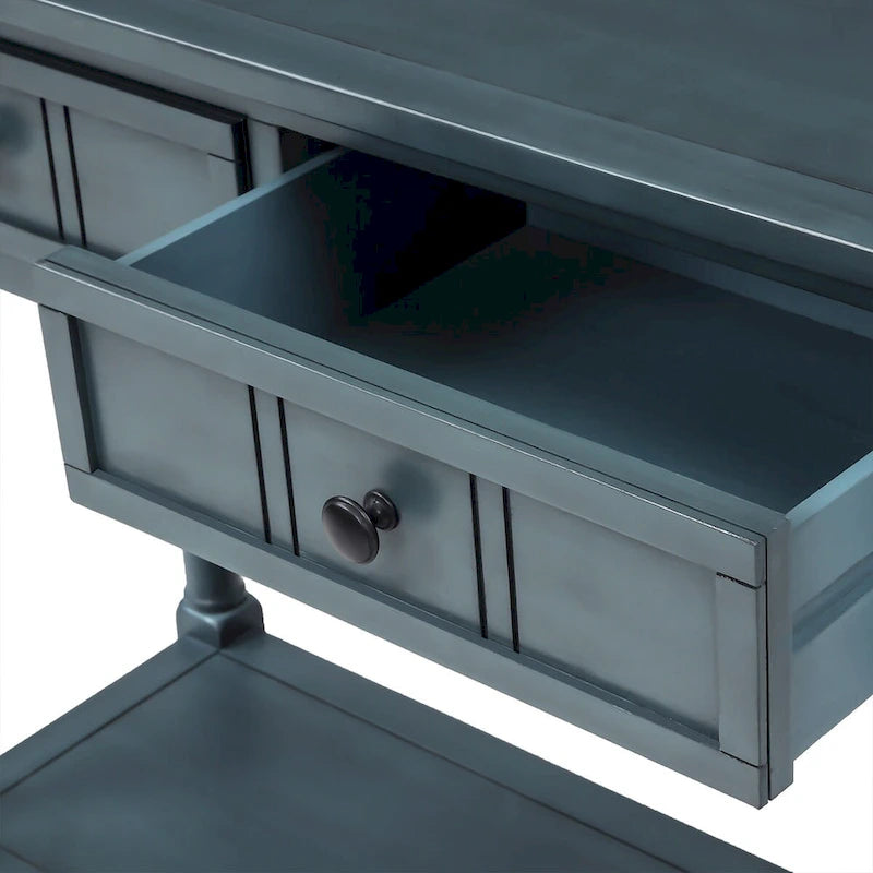 Modern Console Table with Two Drawers and Bottom Shelf