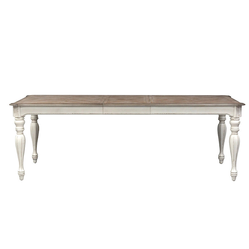 Magnolia Manor Antique White Weathered Bark Opt 7 Piece Leg Table Set