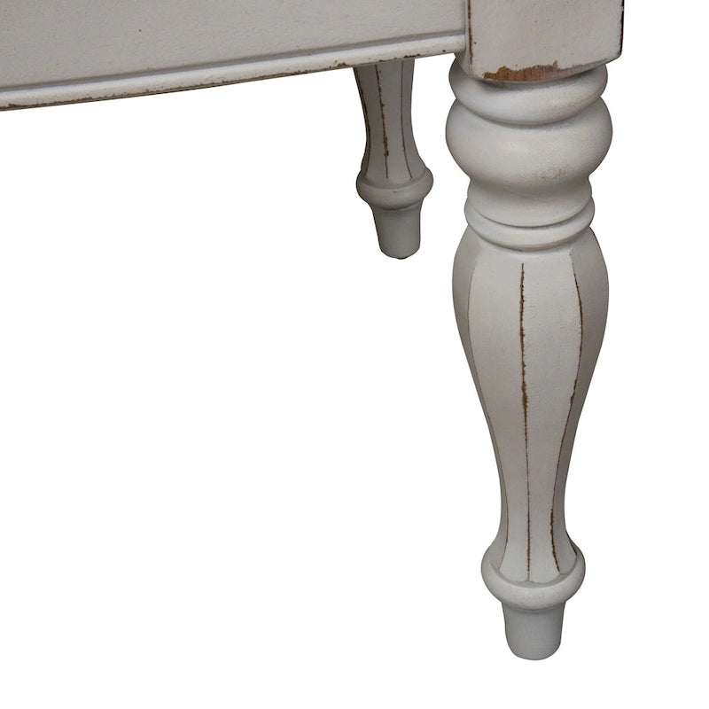 Magnolia Manor Antique White Weathered Bark Opt 7 Piece Leg Table Set