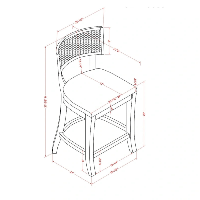 Berwil Wooden Cane Back Counter Height Chairs by Furniture of America