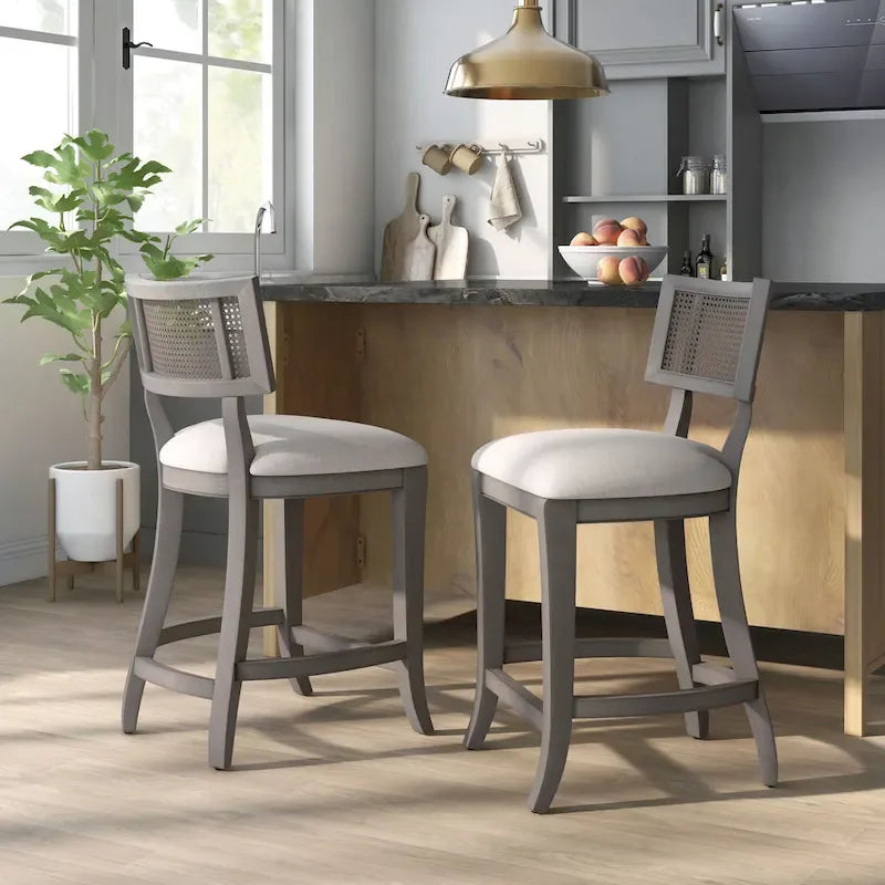 Berwil Wooden Cane Back Counter Height Chairs by Furniture of America