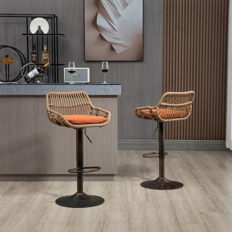 Swivel Bar Stools with Footrest Set of 2