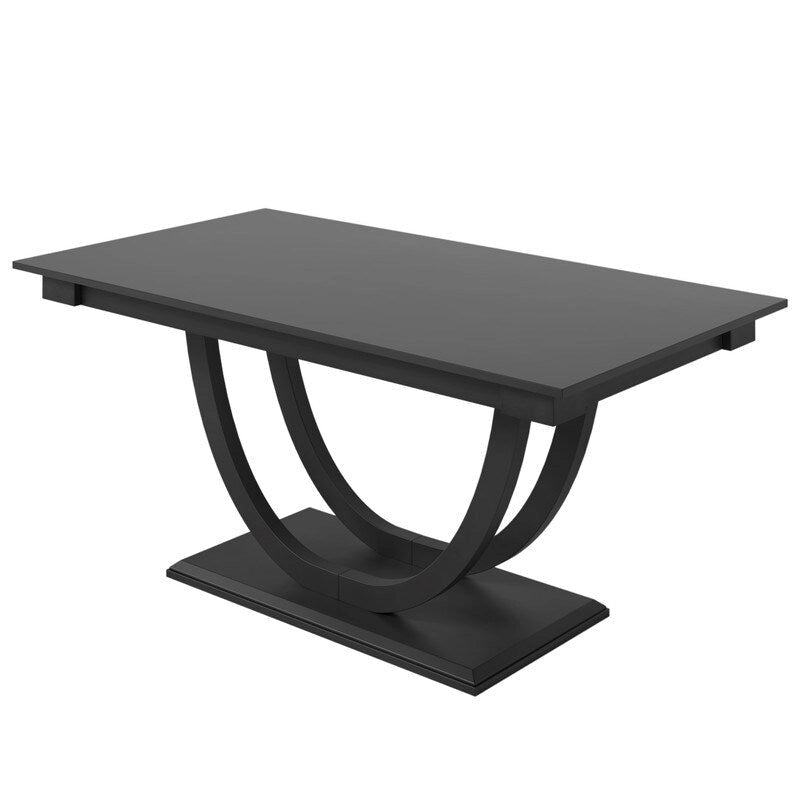 6-Piece Wood Half Round Dining Table Set Kitchen Table Set with Long Bench and 4 Dining Chairs, Modern Style