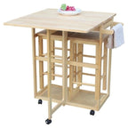 Carson Carrington Dalur 3-piece Foldable Rolling Wooden Kitchen Cart